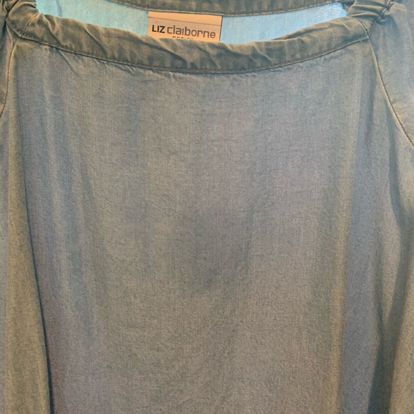 Liz Claiborne Petite Large Blue Tie Sleeve Top - Picture 5 of 5